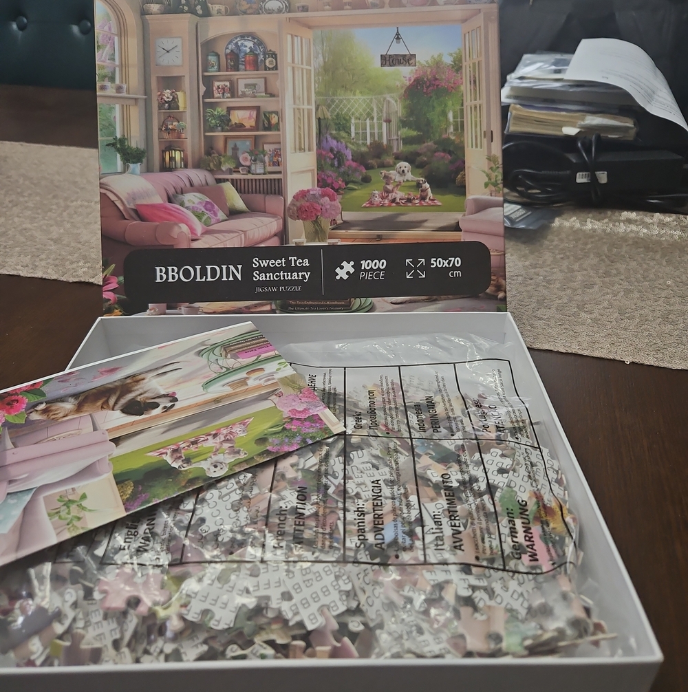 Sweet Tea Sanctuary Jigsaw Puzzle - Pink & Green -Used